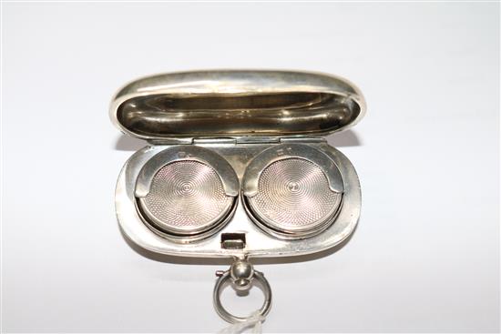 An Edwardian silver twin compartment sovereign case, Birmingham, 1908, 60mm.